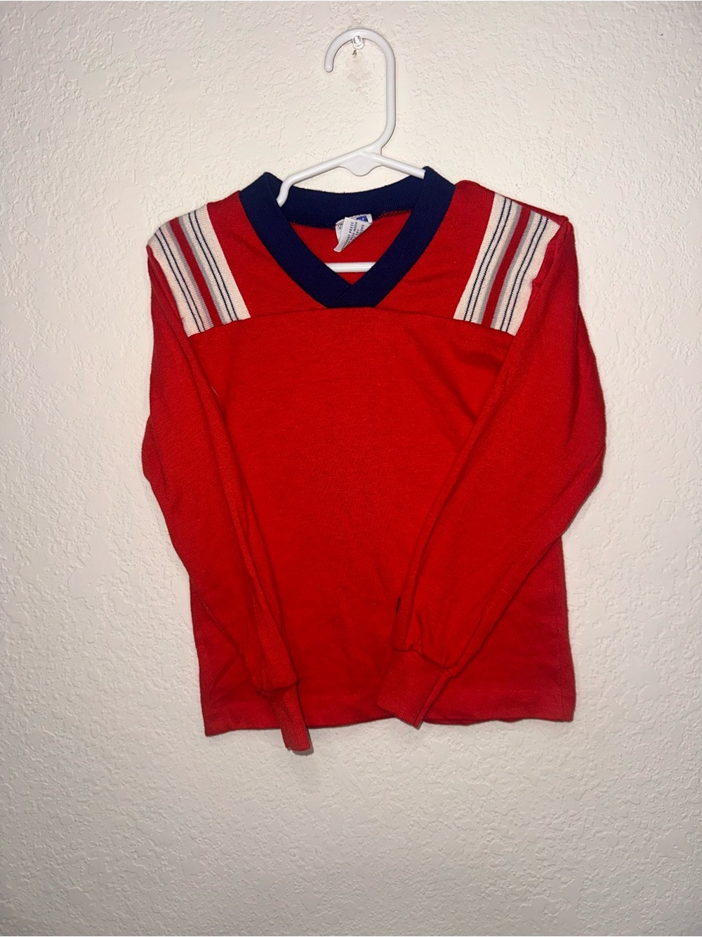 Vintage Garanimals Kid Long-Sleeve V-Neck Top Striped Shoulder Detail Size 6